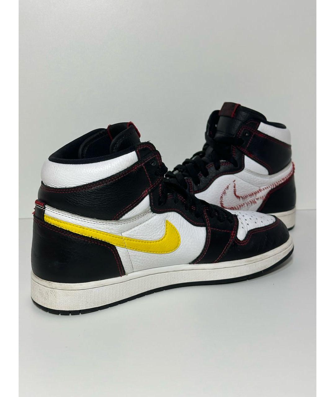 JORDAN Черные кожаные высокие кроссовки / кеды, фото 6