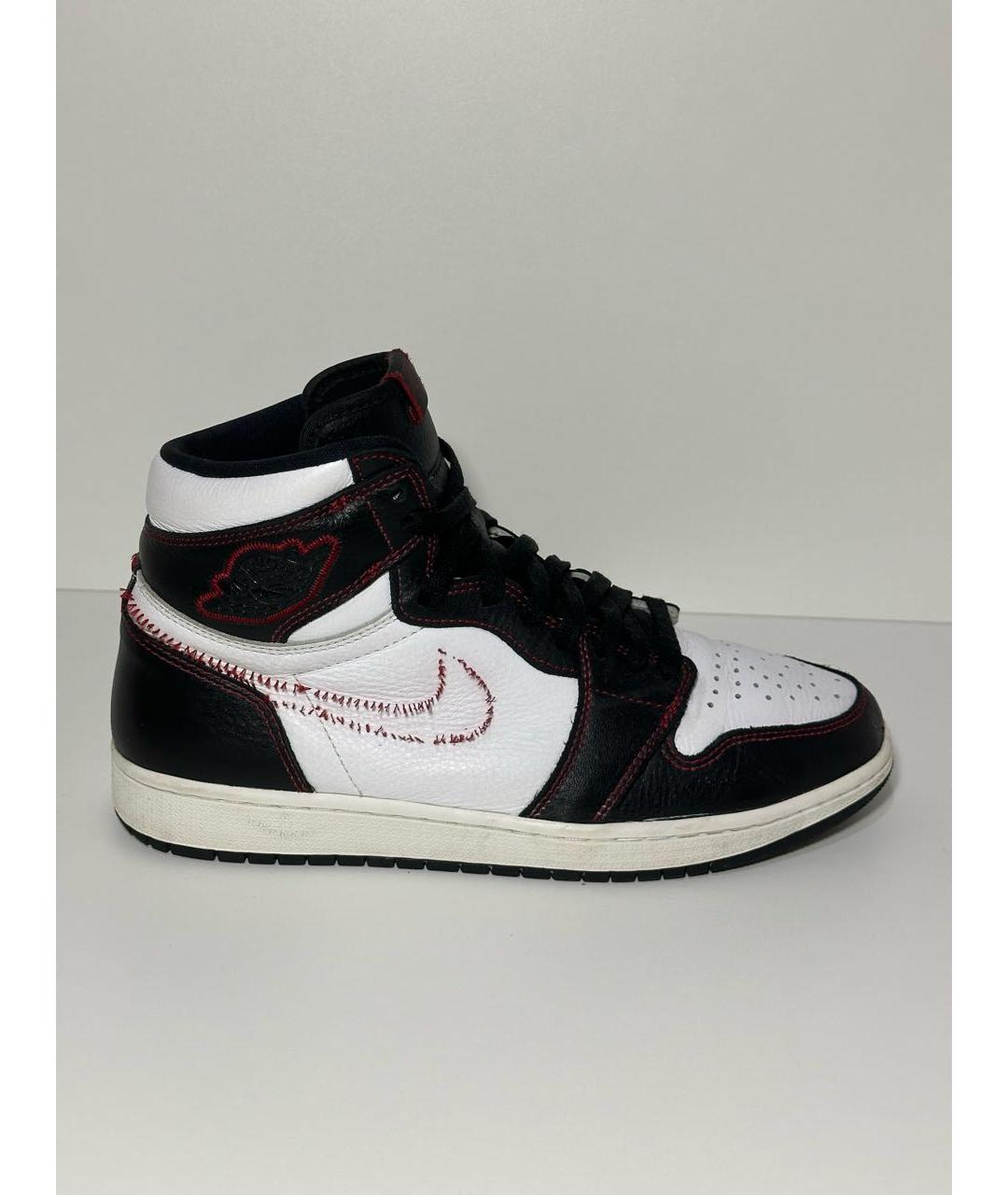 JORDAN Черные кожаные высокие кроссовки / кеды, фото 9