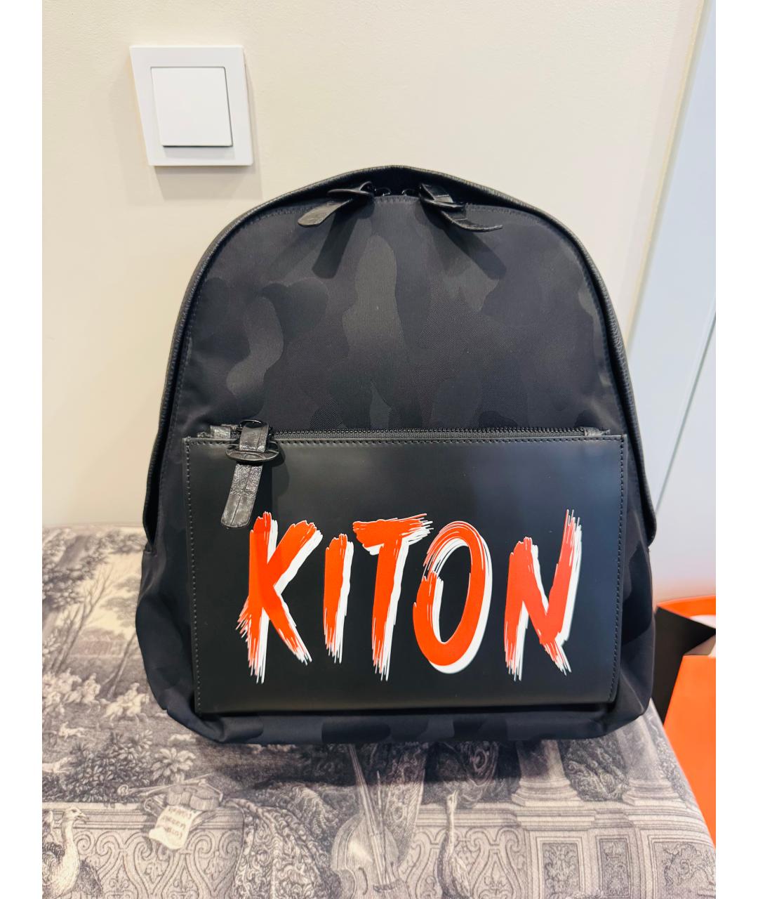 KITON Черный тканевый рюкзак, фото 5