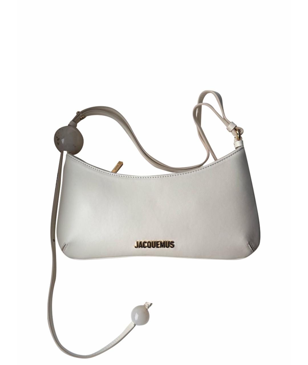 JACQUEMUS Бежевая кожаная сумка с короткими ручками, фото 1