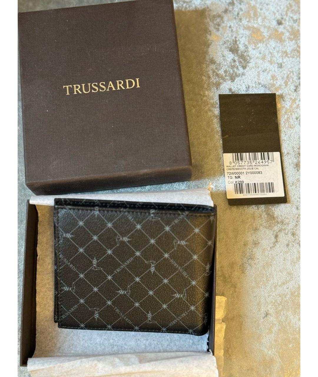 TRUSSARDI Черный кожаный кошелек, фото 5