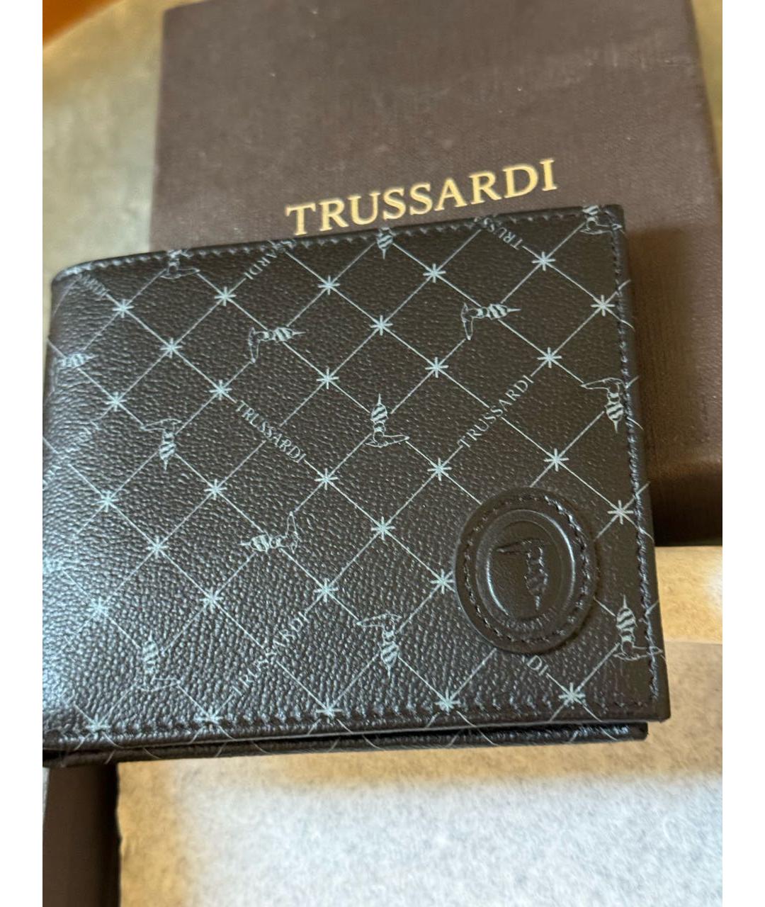 TRUSSARDI Черный кожаный кошелек, фото 7