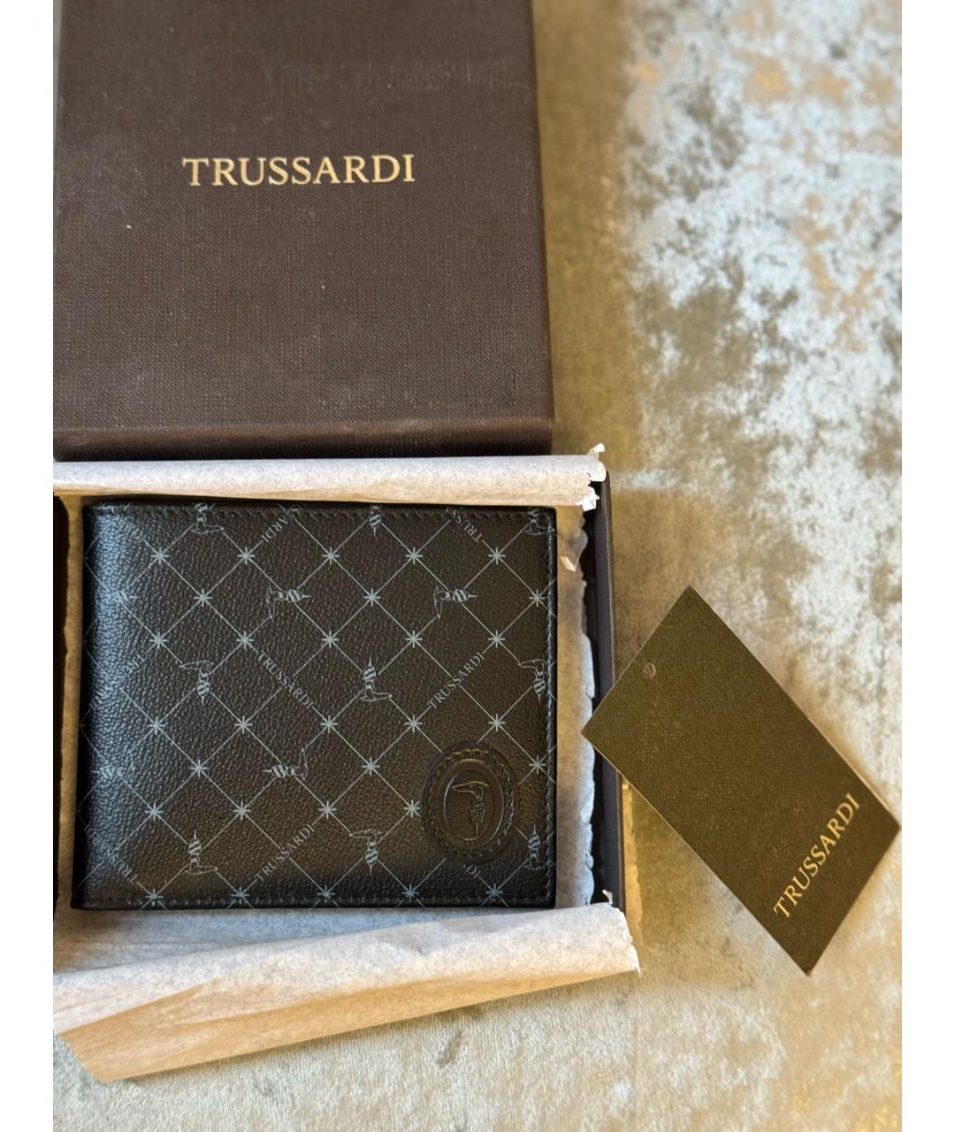 TRUSSARDI Черный кожаный кошелек, фото 4