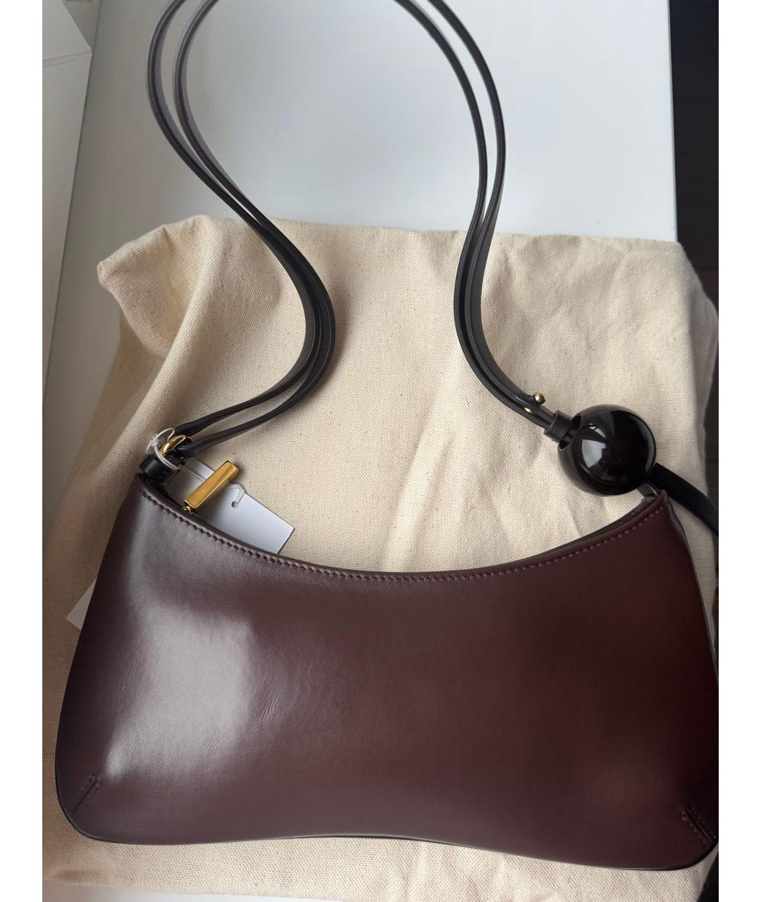 JACQUEMUS Коричневая кожаная сумка с короткими ручками, фото 2