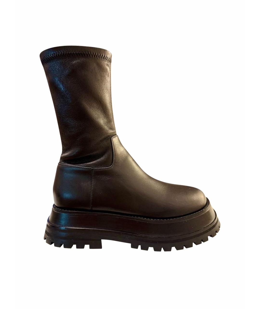 BURBERRY Черные кожаные полусапоги, фото 1