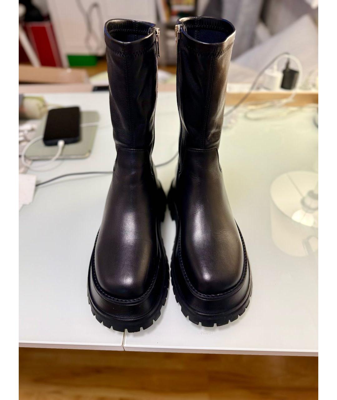 BURBERRY Черные кожаные полусапоги, фото 2