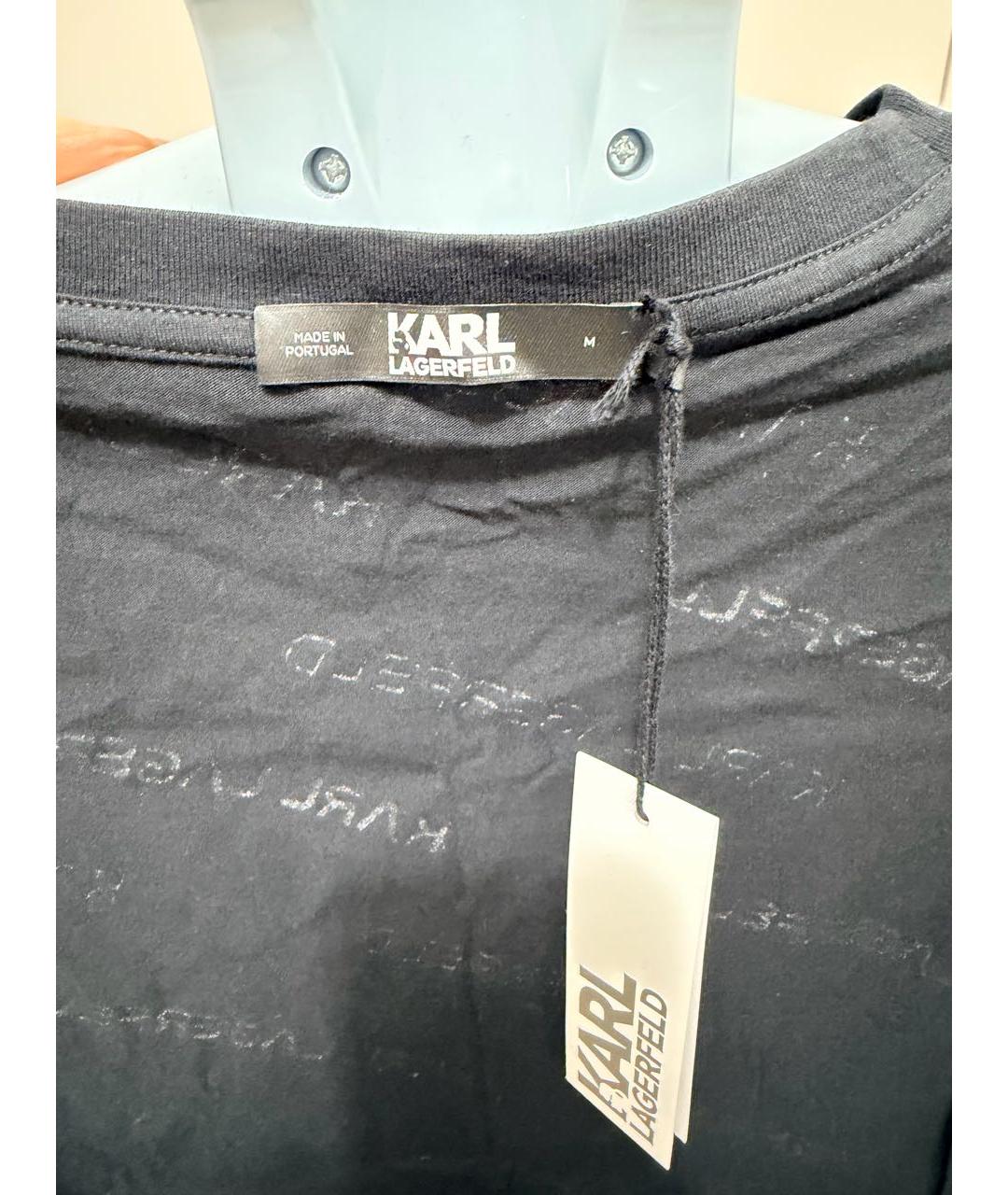 KARL LAGERFELD Черная хлопковая футболка, фото 3