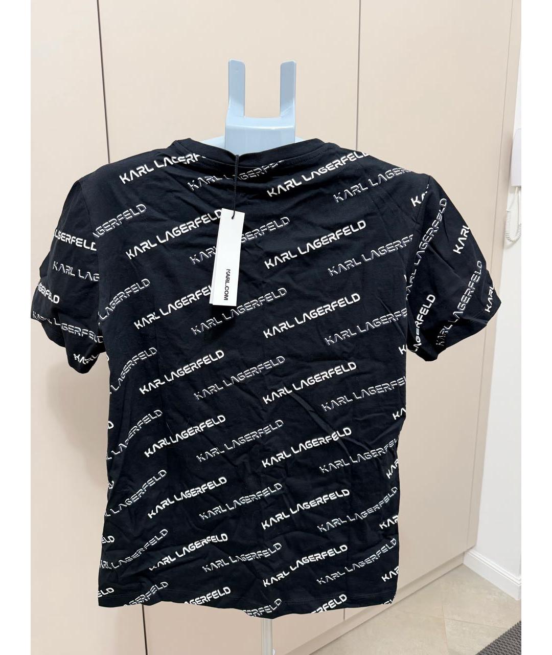 KARL LAGERFELD Черная хлопковая футболка, фото 2
