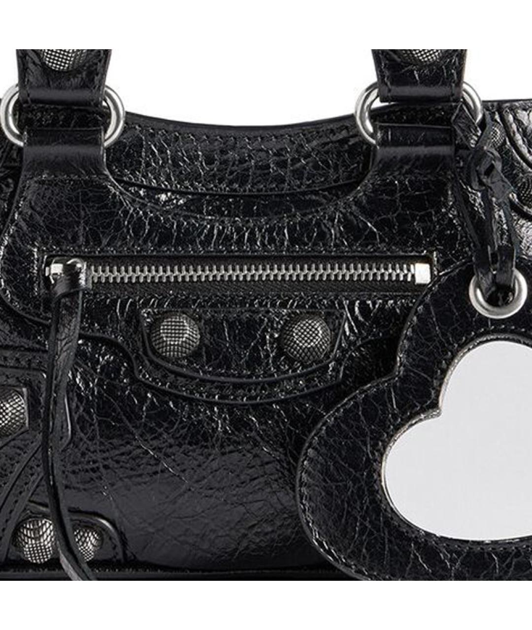 BALENCIAGA Черная кожаная сумка через плечо, фото 6