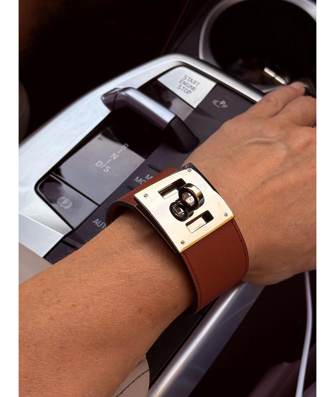 HERMES Коричневый кожаный браслет, фото 5