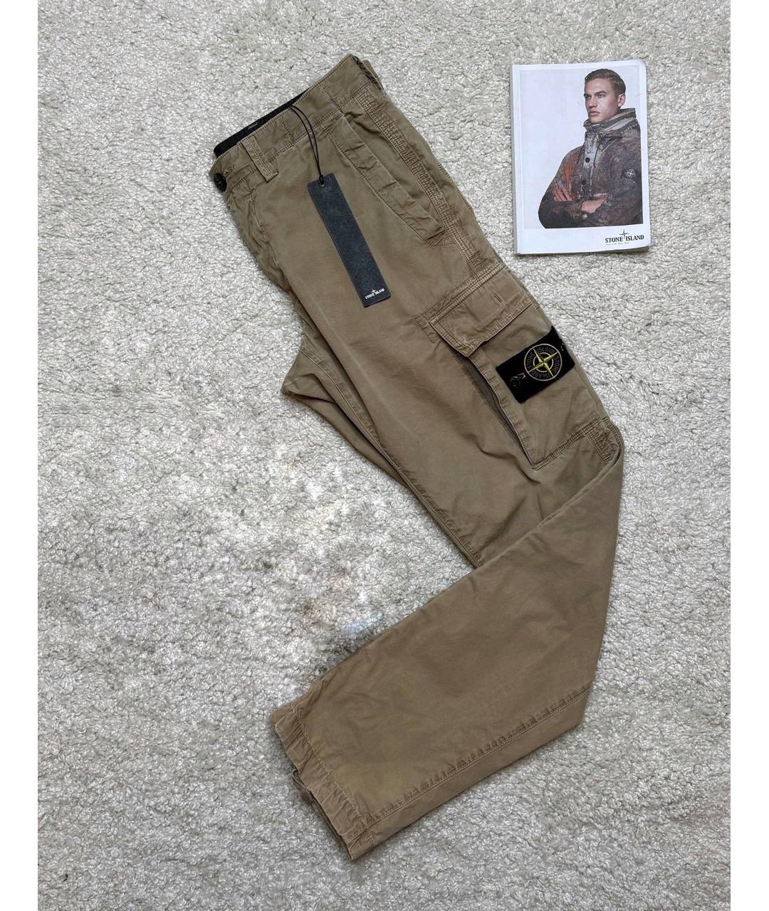 STONE ISLAND Бежевые хлопковые повседневные брюки, фото 2