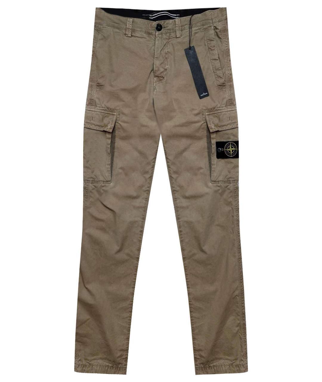 STONE ISLAND Бежевые хлопковые повседневные брюки, фото 1