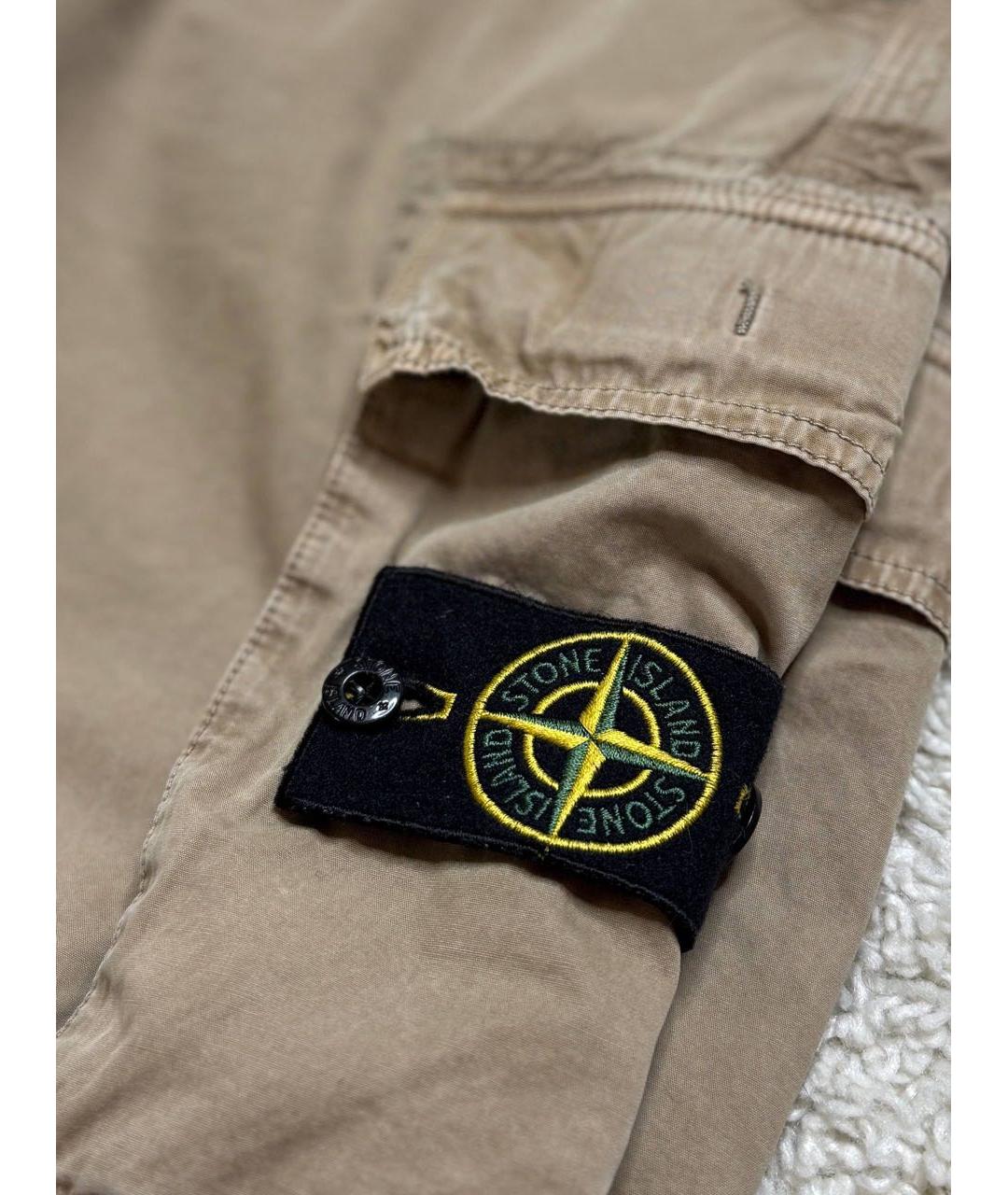 STONE ISLAND Бежевые хлопковые повседневные брюки, фото 4