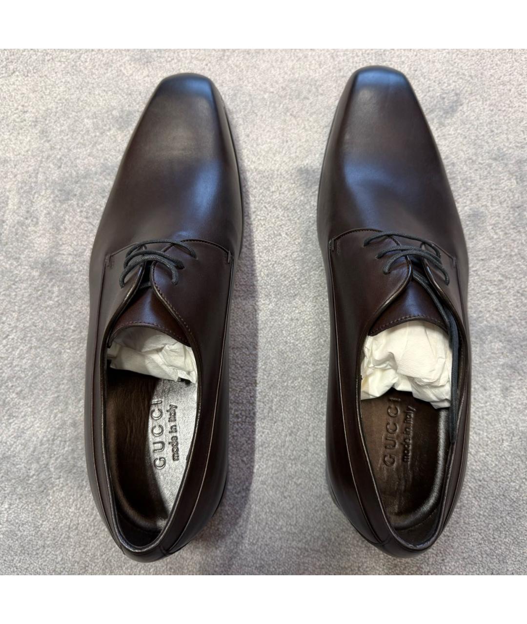 GUCCI Коричневые кожаные туфли, фото 3