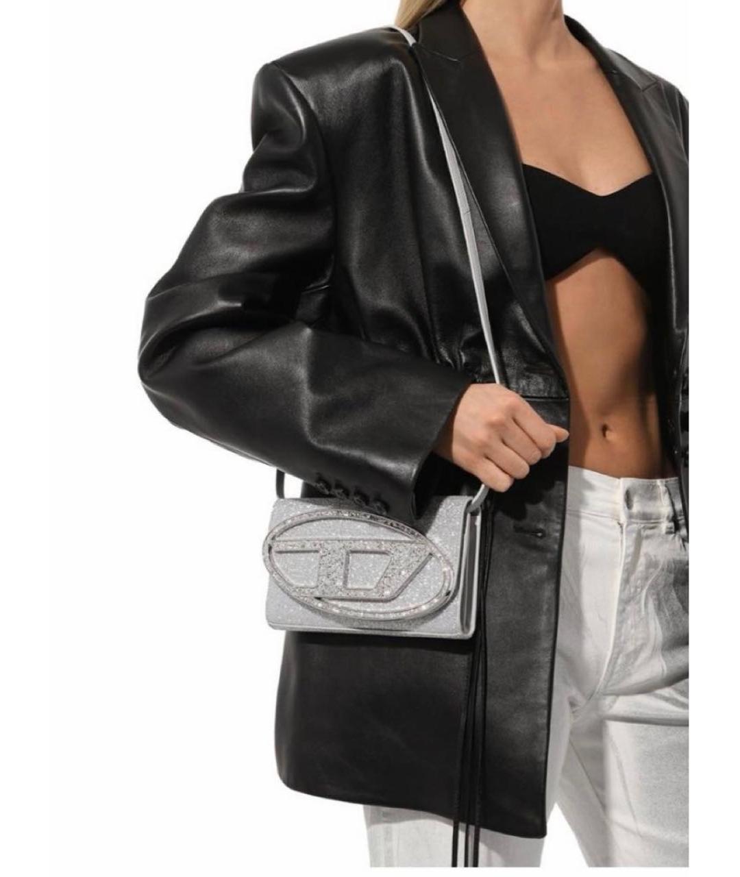 DIESEL Серебряная тканевая сумка через плечо, фото 5