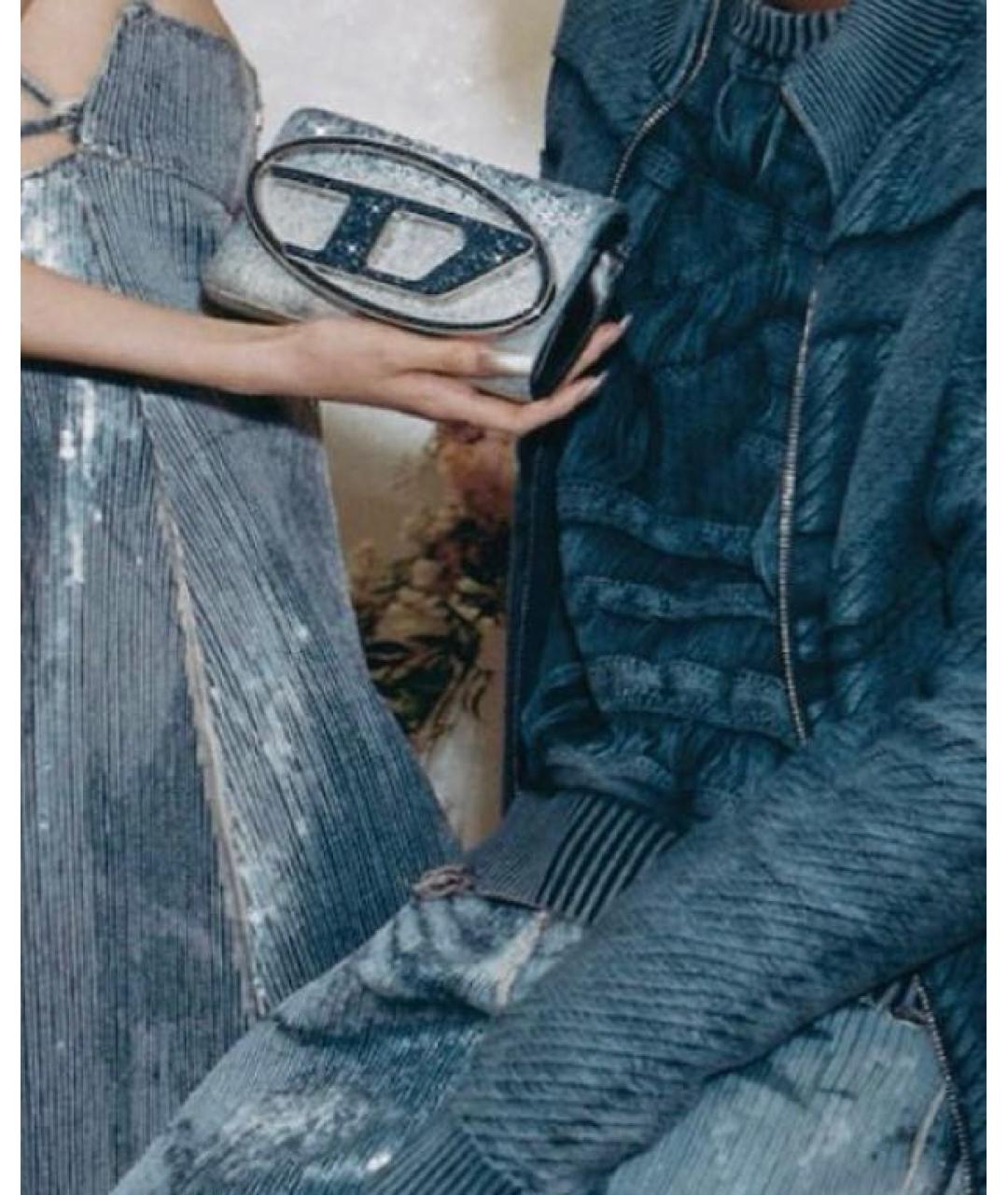 DIESEL Серебряная тканевая сумка через плечо, фото 6