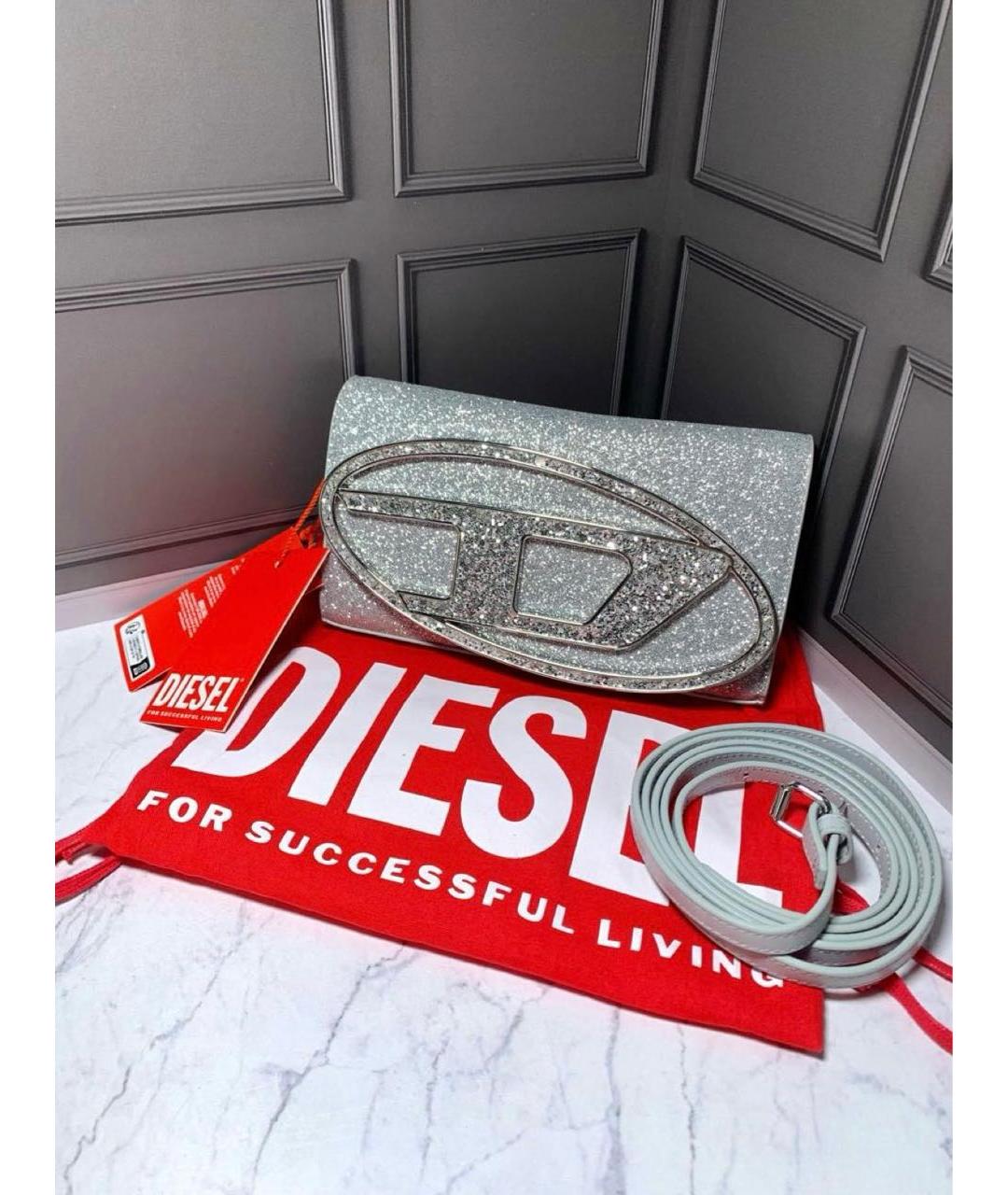 DIESEL Серебряная тканевая сумка через плечо, фото 2