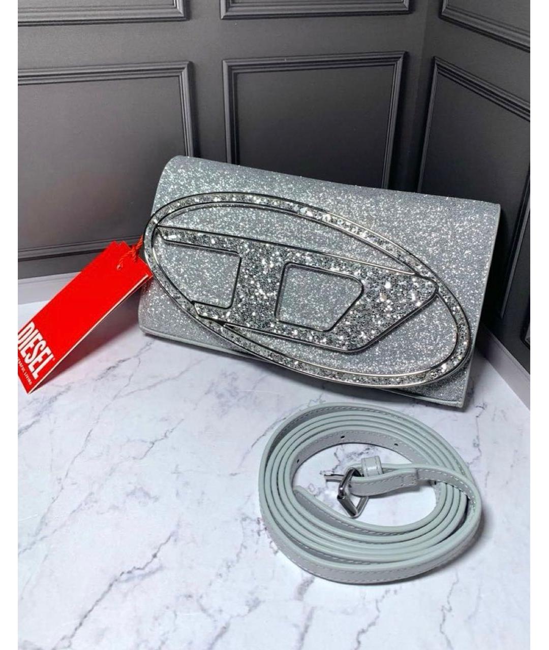 DIESEL Серебряная тканевая сумка через плечо, фото 3