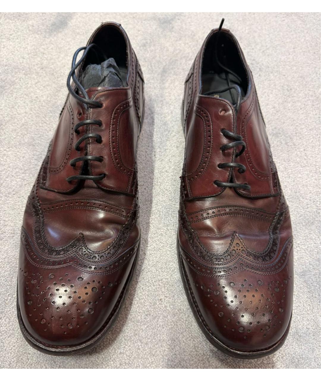 DOLCE&GABBANA Бордовые кожаные туфли, фото 2