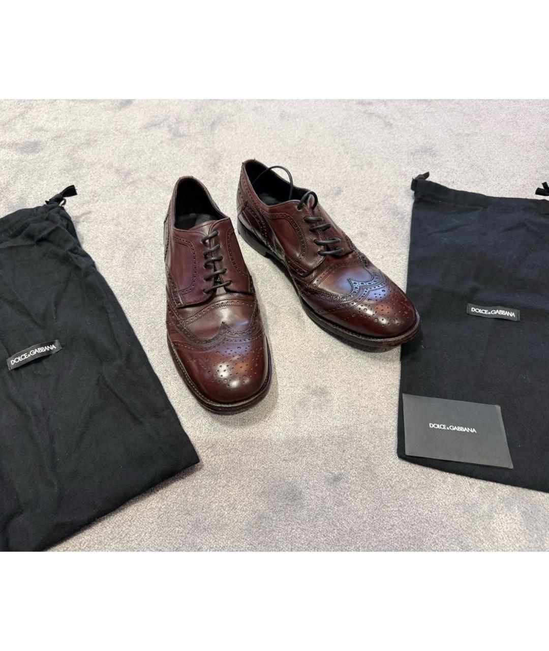 DOLCE&GABBANA Бордовые кожаные туфли, фото 5