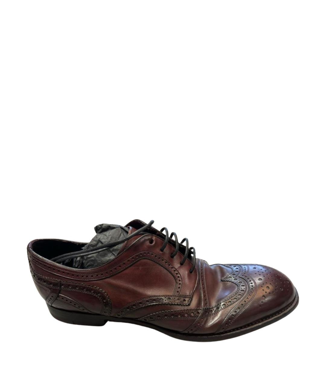 DOLCE&GABBANA Бордовые кожаные туфли, фото 1