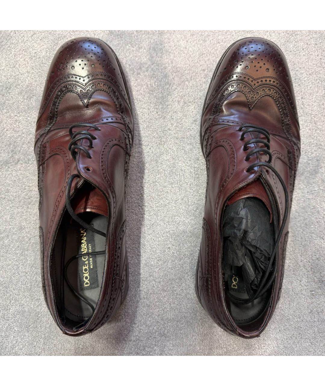 DOLCE&GABBANA Бордовые кожаные туфли, фото 3