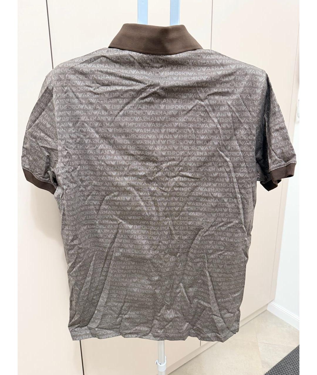 EMPORIO ARMANI Коричневое хлопковое поло с коротким рукавом, фото 2