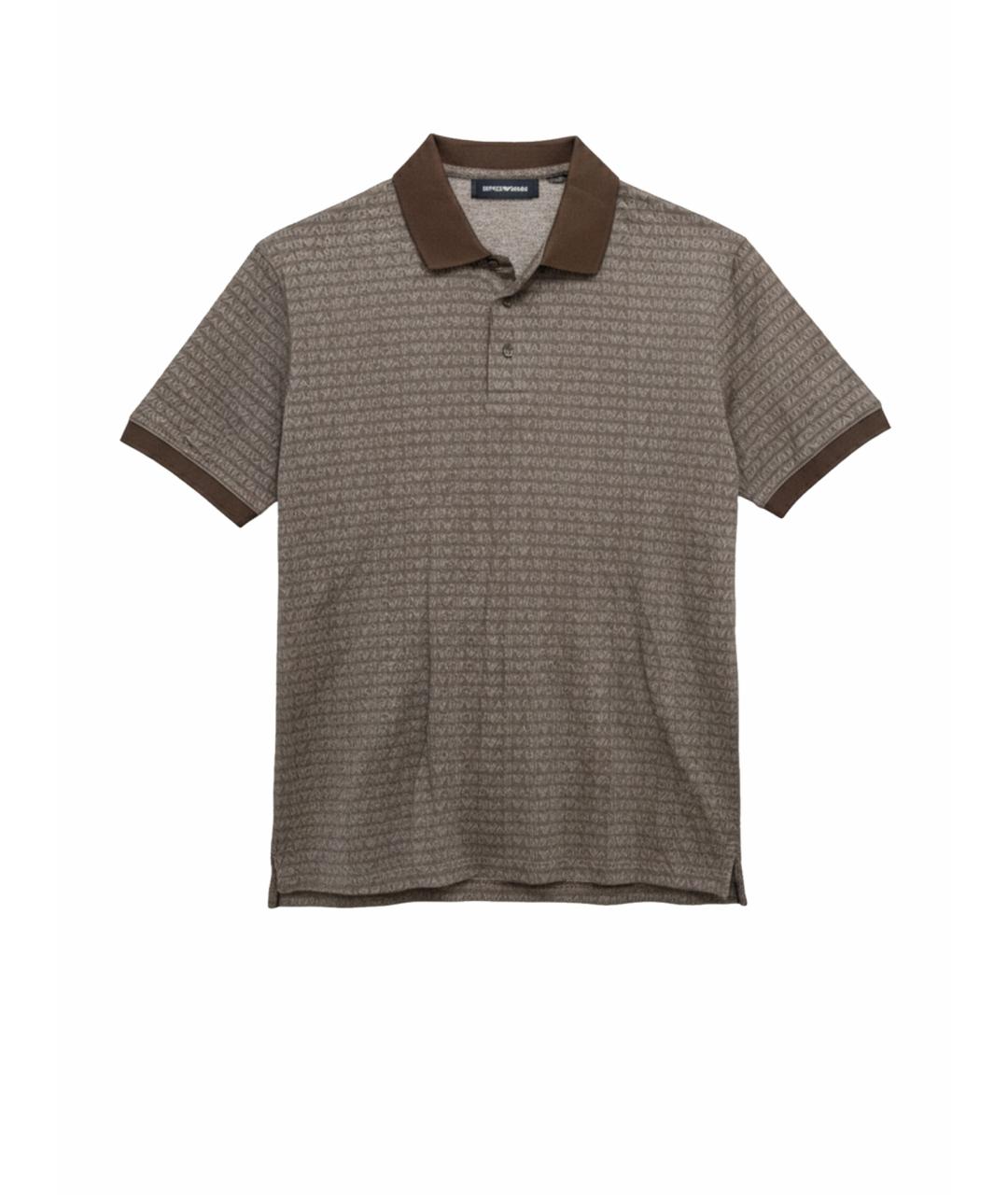 EMPORIO ARMANI Коричневое хлопковое поло с коротким рукавом, фото 1