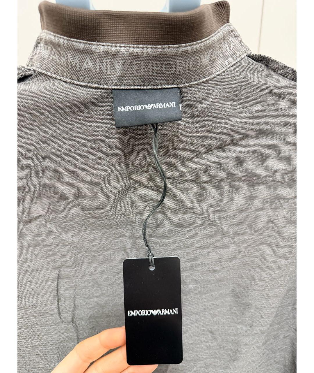 EMPORIO ARMANI Коричневое хлопковое поло с коротким рукавом, фото 3