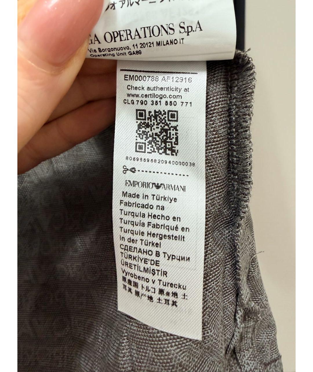 EMPORIO ARMANI Коричневое хлопковое поло с коротким рукавом, фото 7