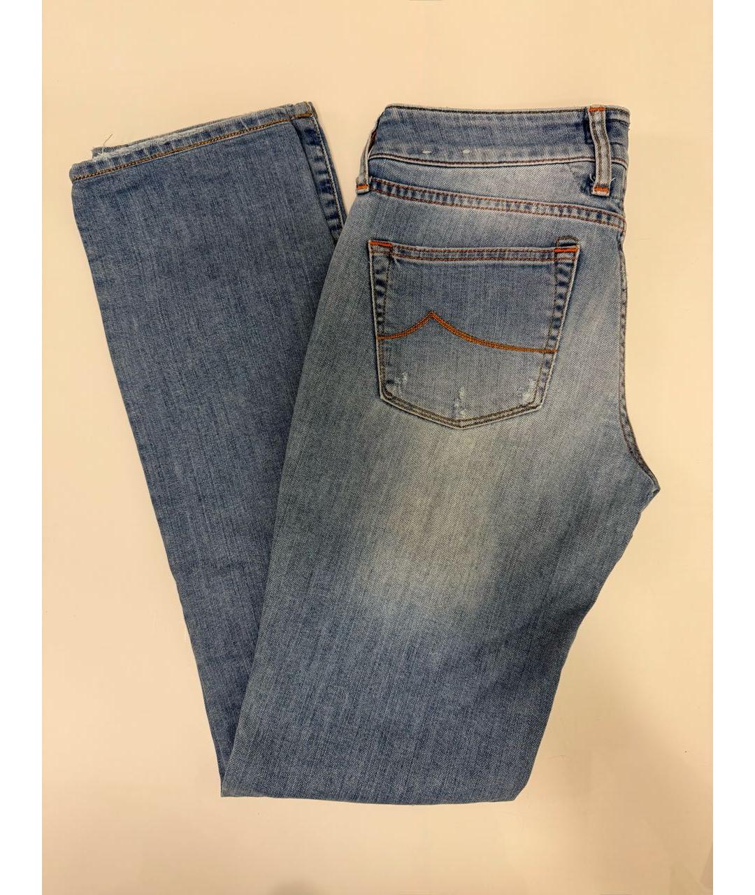 JACOB COHEN Голубые хлопковые прямые джинсы, фото 5