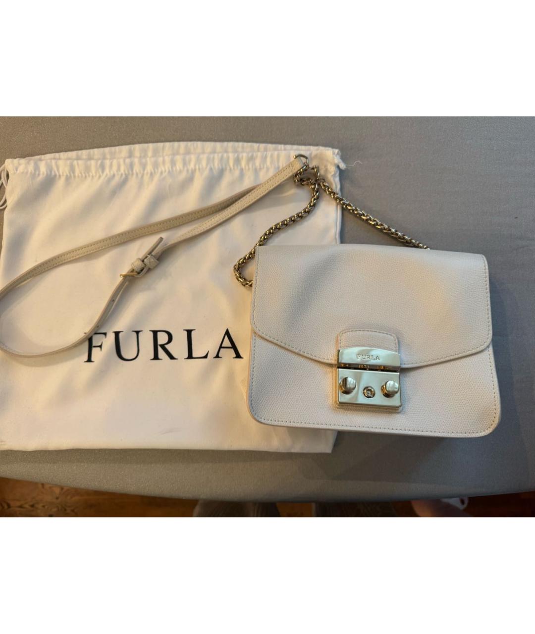 FURLA Белая кожаная сумка через плечо, фото 9