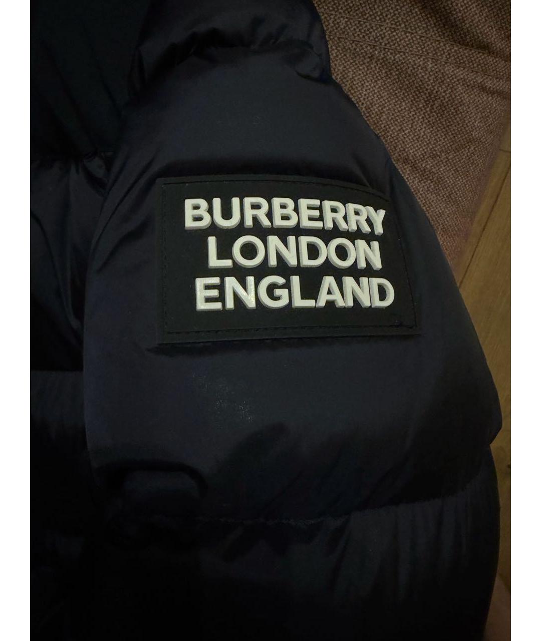 BURBERRY Темно-синий полиамидовый пуховик, фото 4
