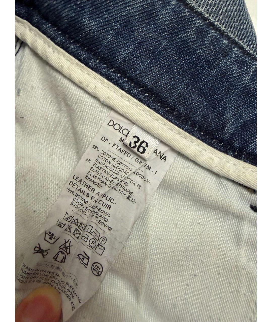 DOLCE&GABBANA Голубые хлопковые прямые джинсы, фото 5