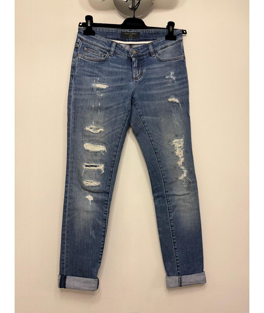 DOLCE&GABBANA Голубые хлопковые прямые джинсы, фото 9