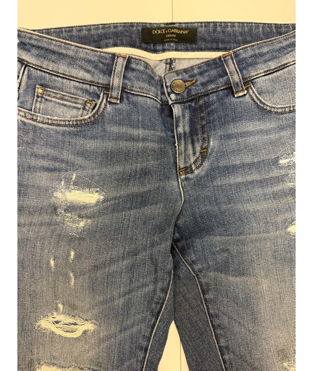 DOLCE&GABBANA Голубые хлопковые прямые джинсы, фото 6