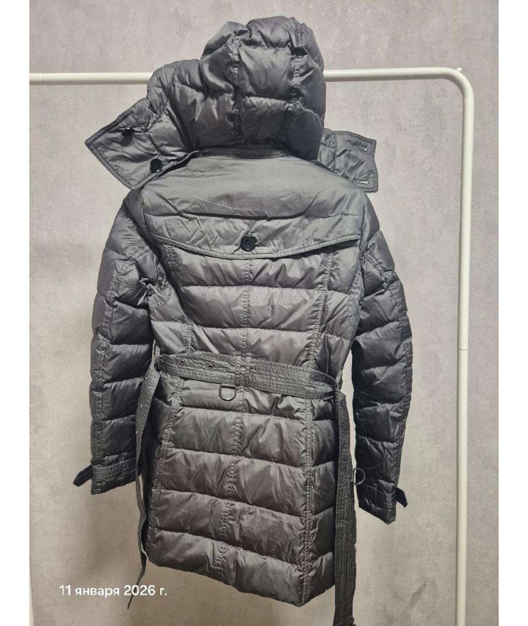 BURBERRY Серебрянный синтетический пуховик, фото 2