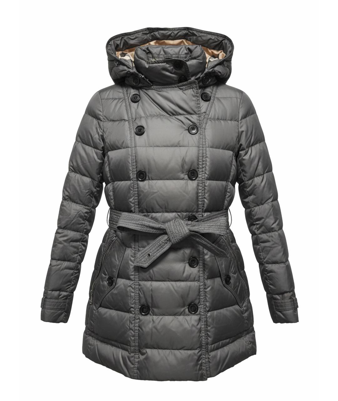 BURBERRY Серебрянный синтетический пуховик, фото 1