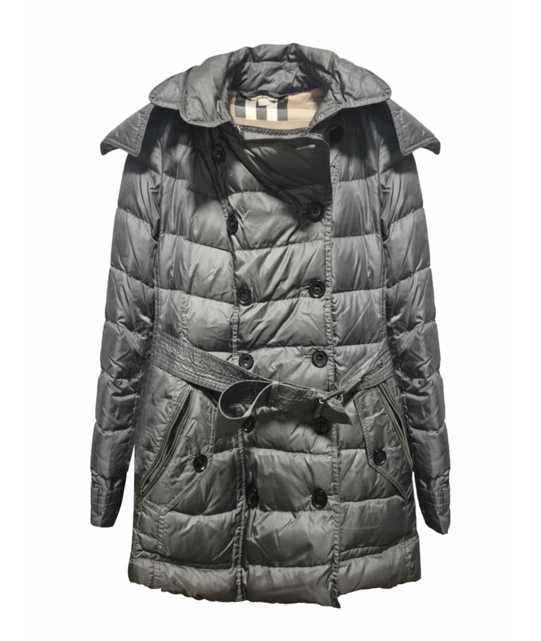BURBERRY Серебрянный синтетический пуховик, фото 10
