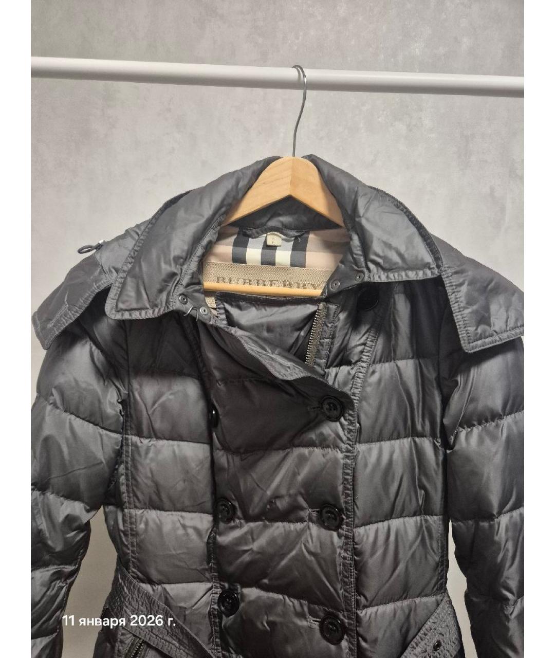 BURBERRY Серебрянный синтетический пуховик, фото 4