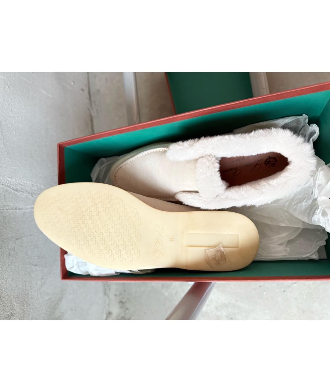 LORO PIANA Белые лоферы из искусственной кожи, фото 5