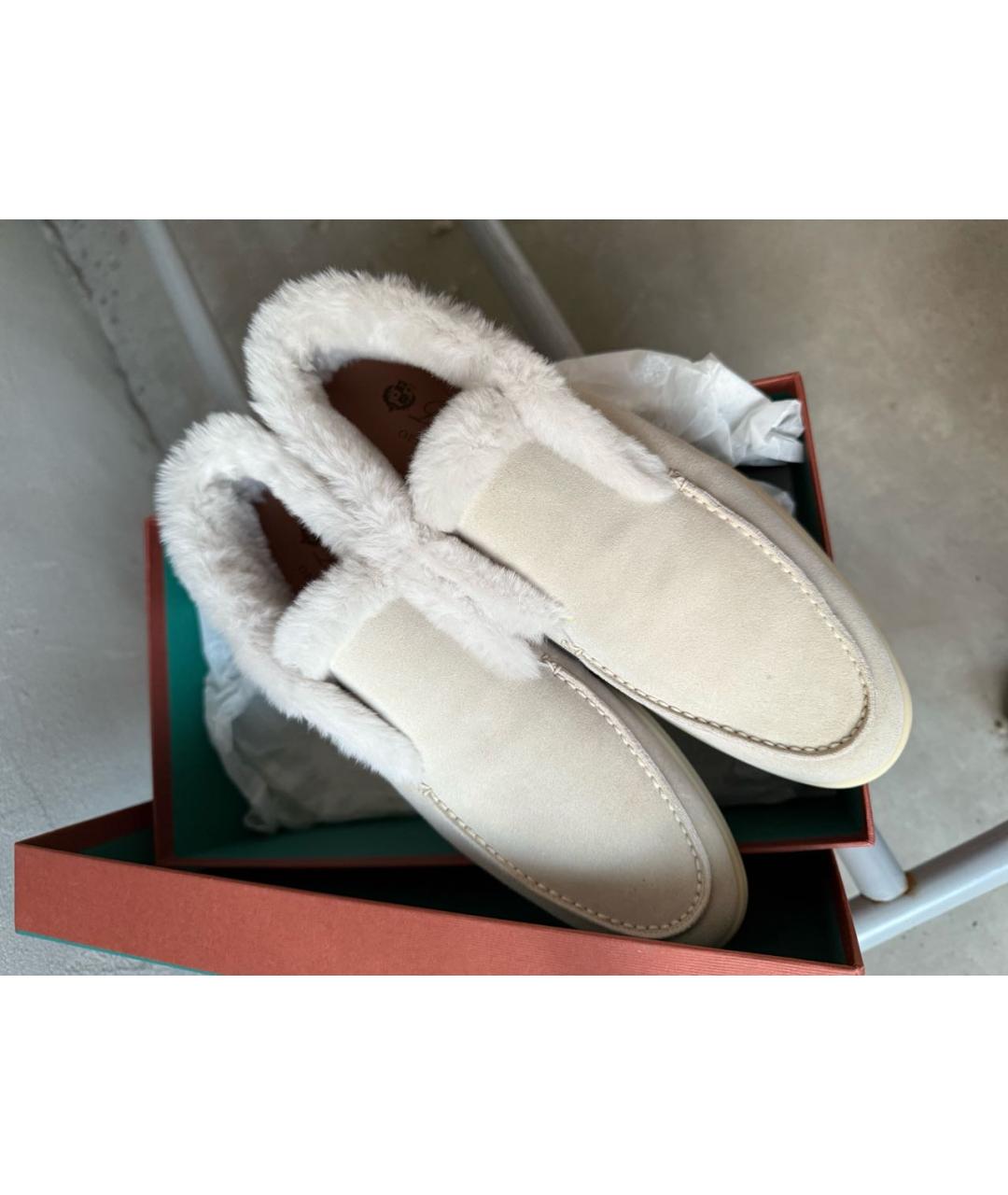 LORO PIANA Белые лоферы из искусственной кожи, фото 2