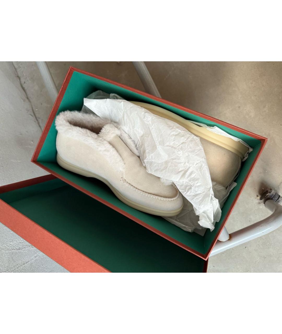 LORO PIANA Белые лоферы из искусственной кожи, фото 6