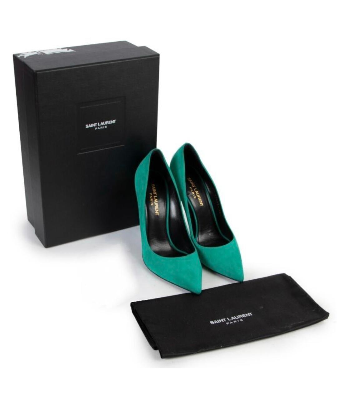 SAINT LAURENT Зеленые замшевые туфли, фото 5