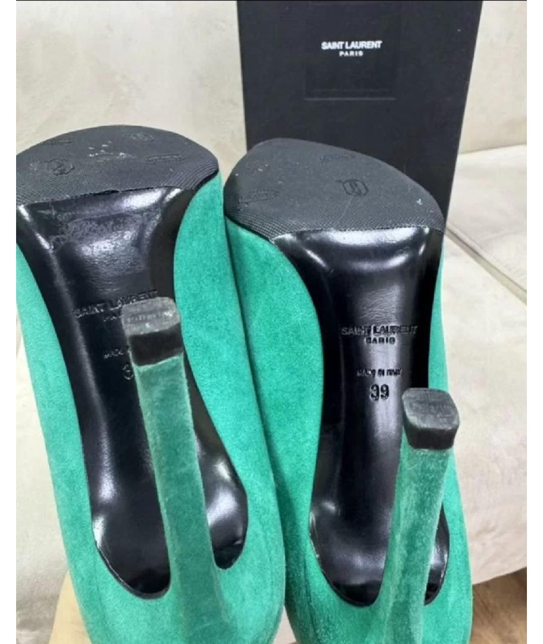 SAINT LAURENT Зеленые замшевые туфли, фото 6