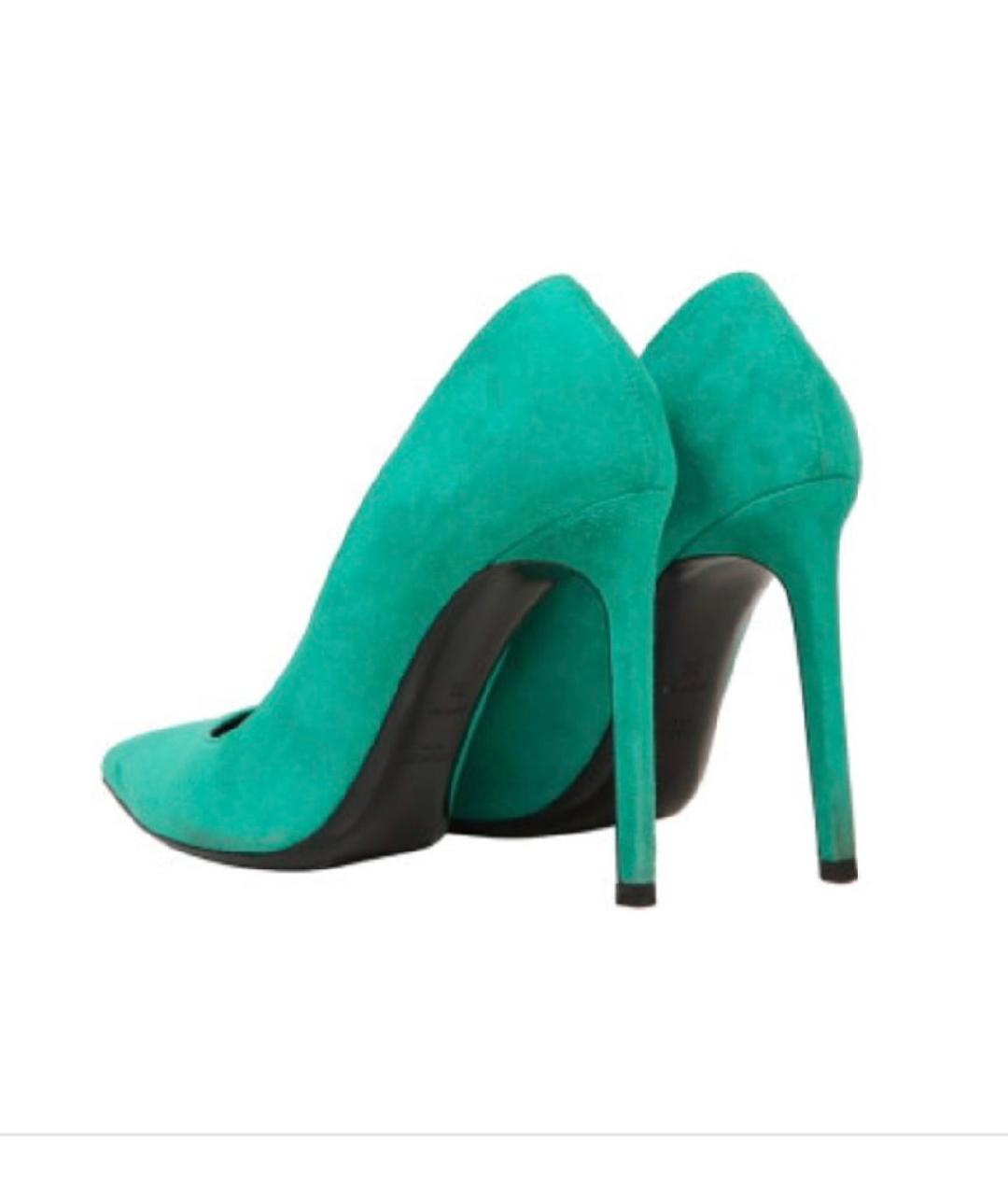 SAINT LAURENT Зеленые замшевые туфли, фото 4