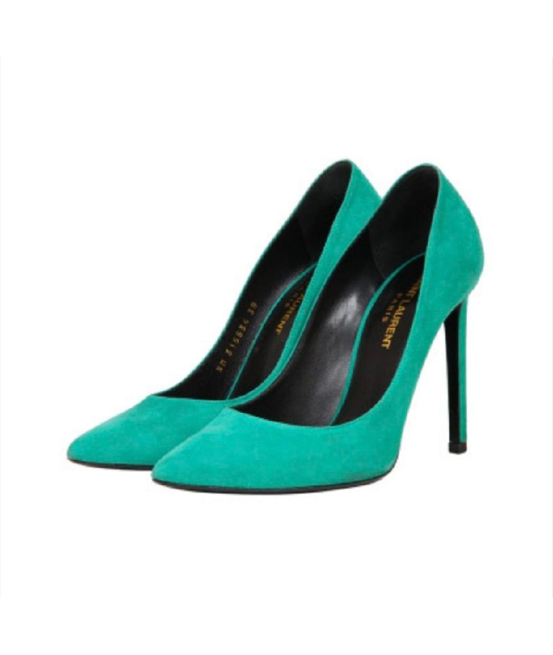SAINT LAURENT Зеленые замшевые туфли, фото 2