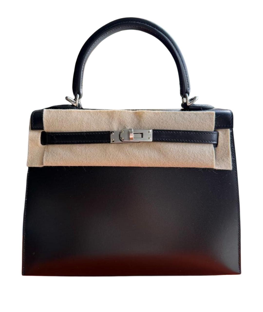 HERMES Черная кожаная сумка с короткими ручками, фото 1