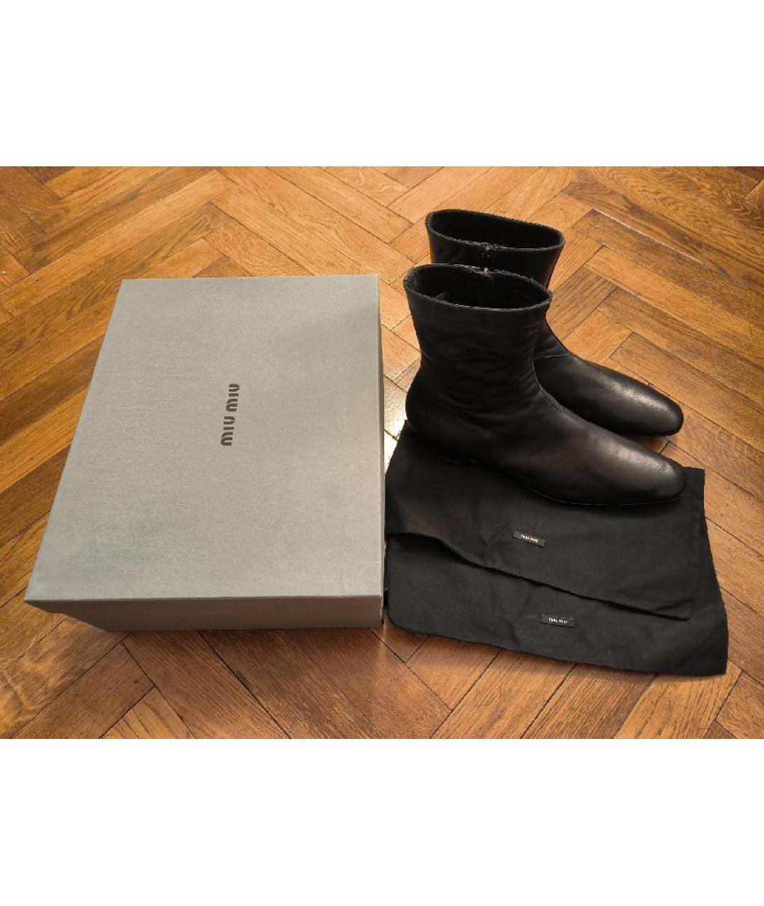 MIU MIU Черные кожаные высокие ботинки, фото 4