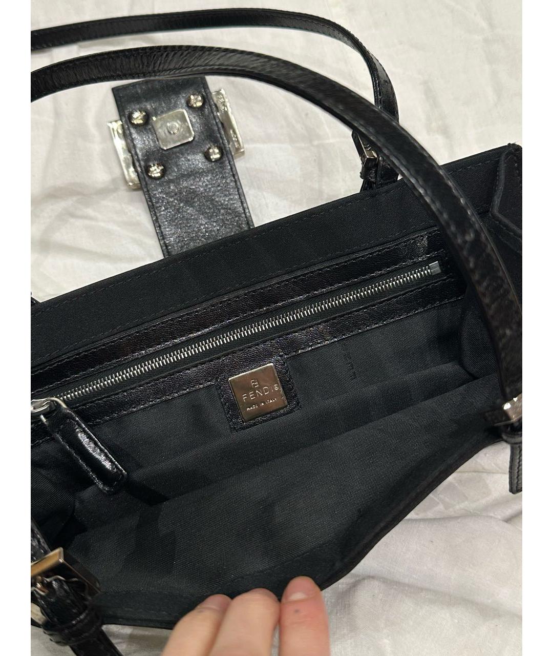 FENDI Черная тканевая сумка с короткими ручками, фото 5